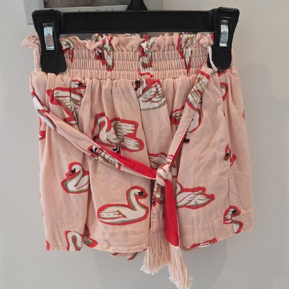 Stella McCartney Kids Peach Skirt with Red & Green Swan Print